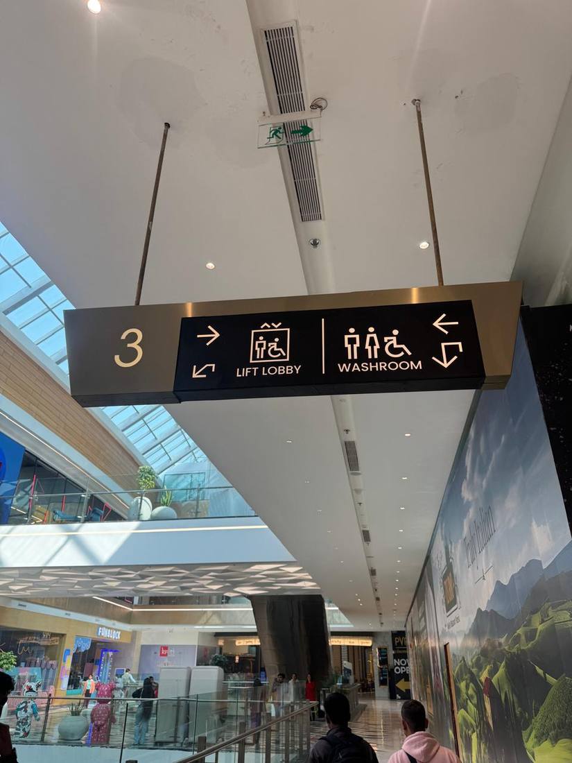 Ceiling-hung mall wayfinding sign